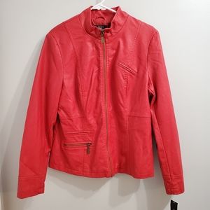 ALFANI NWT Red Vegan Leather Jacket with Pockets